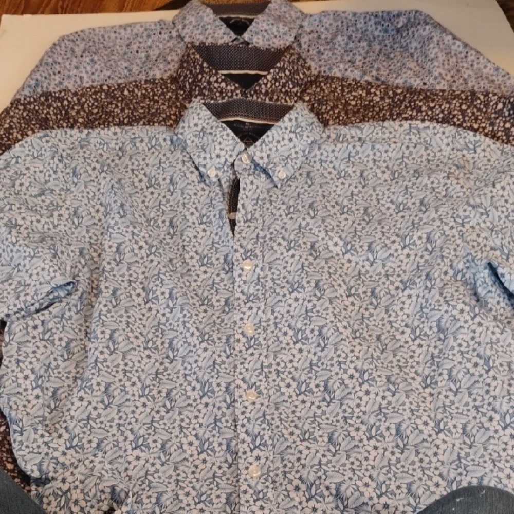 Construct Men's 3 Piece Blue Floral Shirts